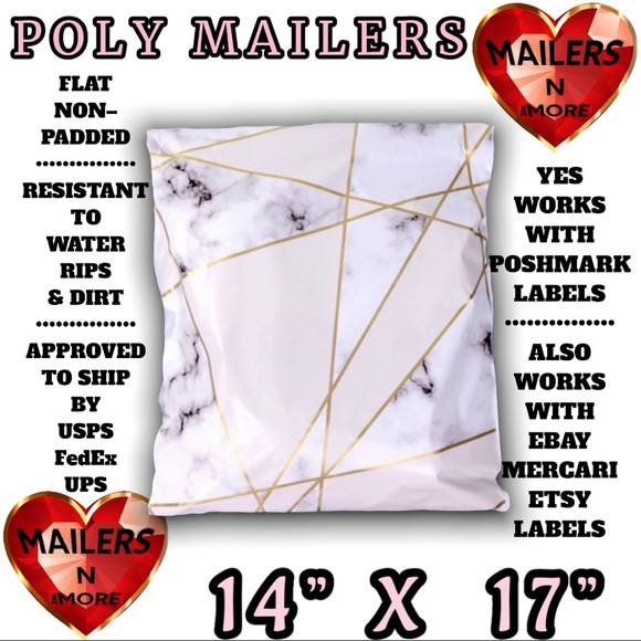 ( Quantity 25 14x17 ) Marble Geometric Sky Poly Mailers Bags Shipping Envelopes - Picture 2 of 2